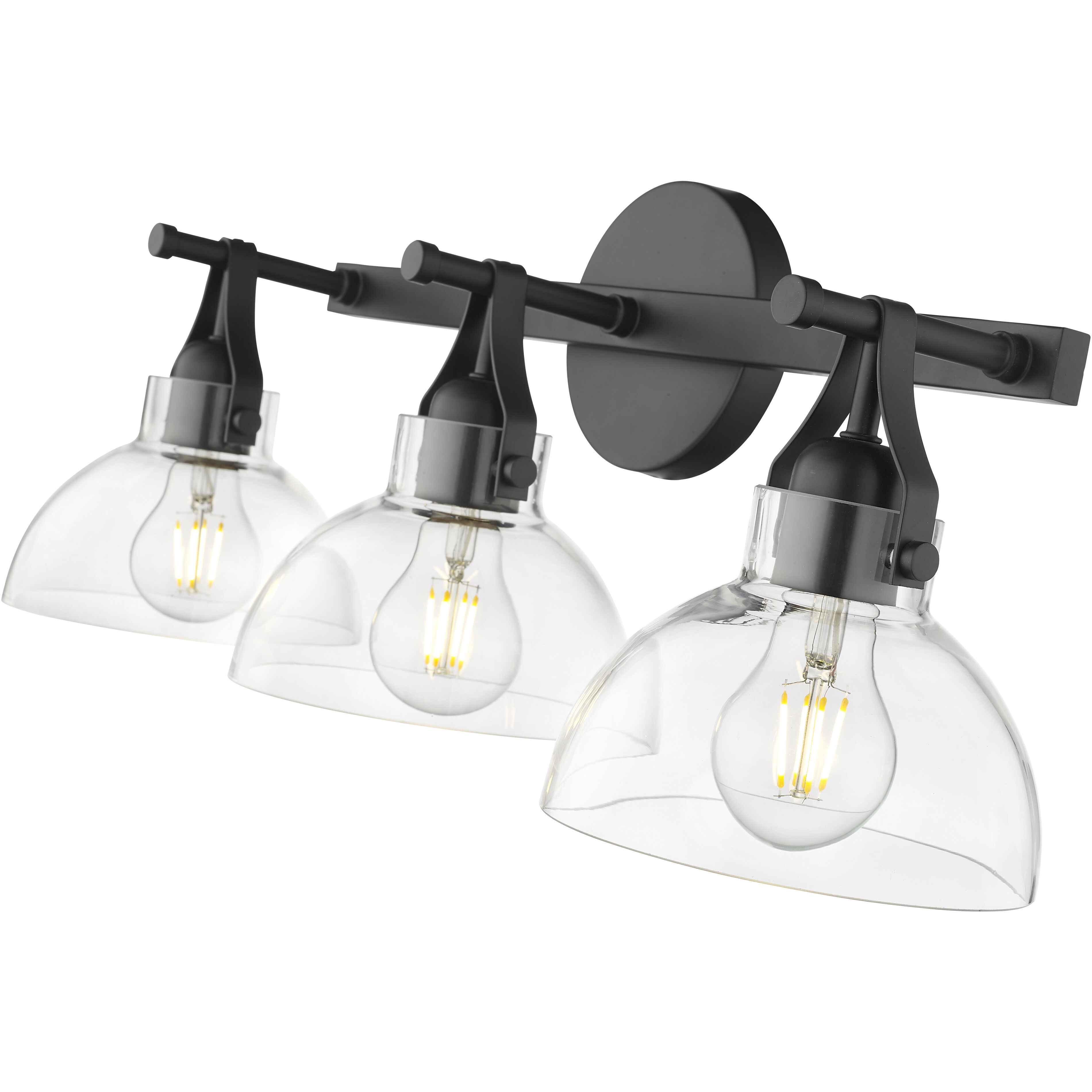 None 3 Light 23 inch Matte Black Bathroom Vanity Light Wall Light